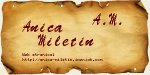 Anica Miletin vizit kartica